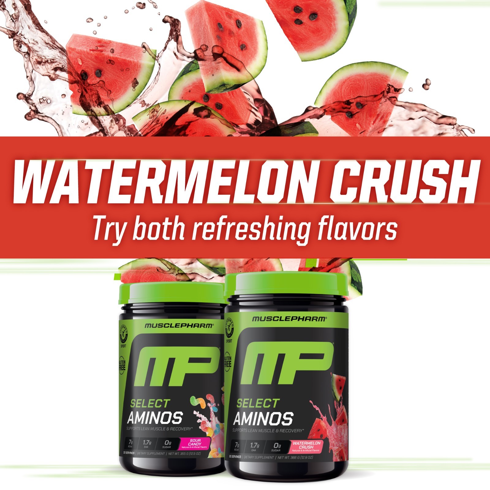 MusclePharm EAA + BCAAs, Post Workout Essential Amino Acids-Watermelon Crush