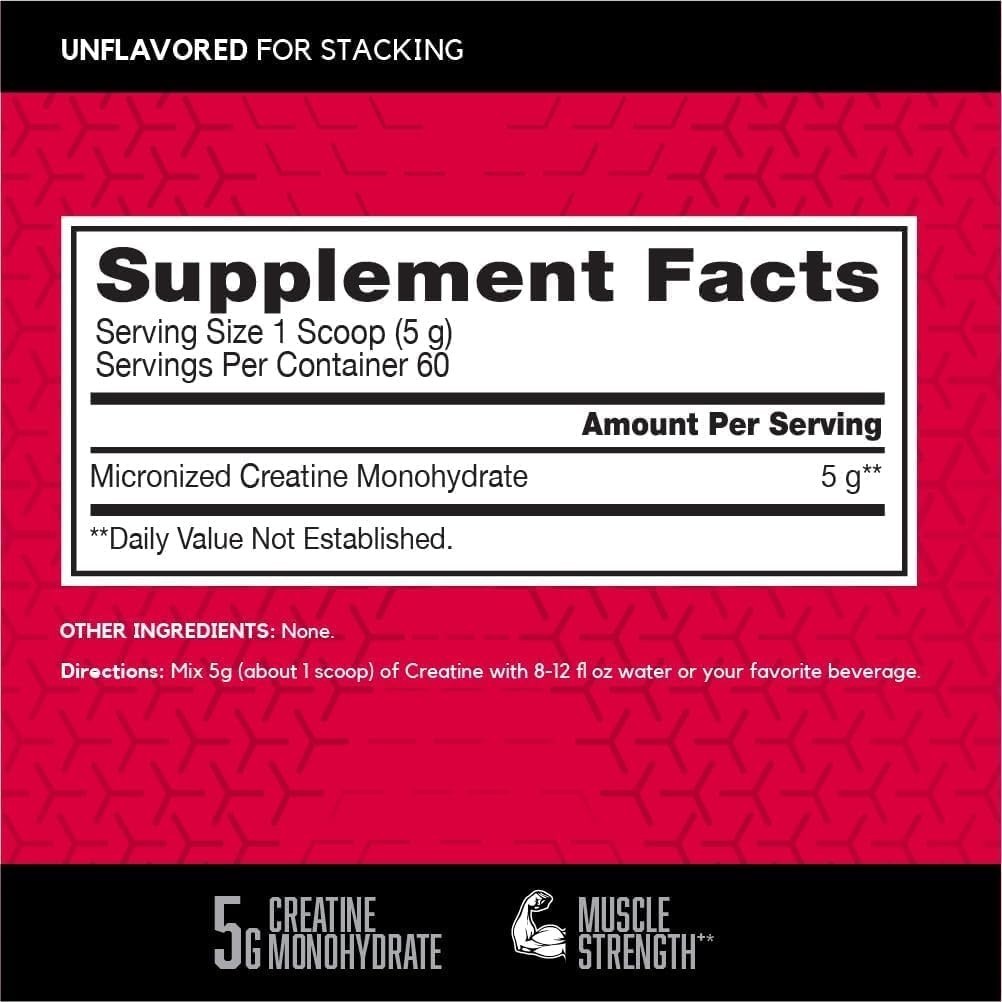 Micronized Creatine Monohydrate Powder | 5g Per Serving for Muscle Growth