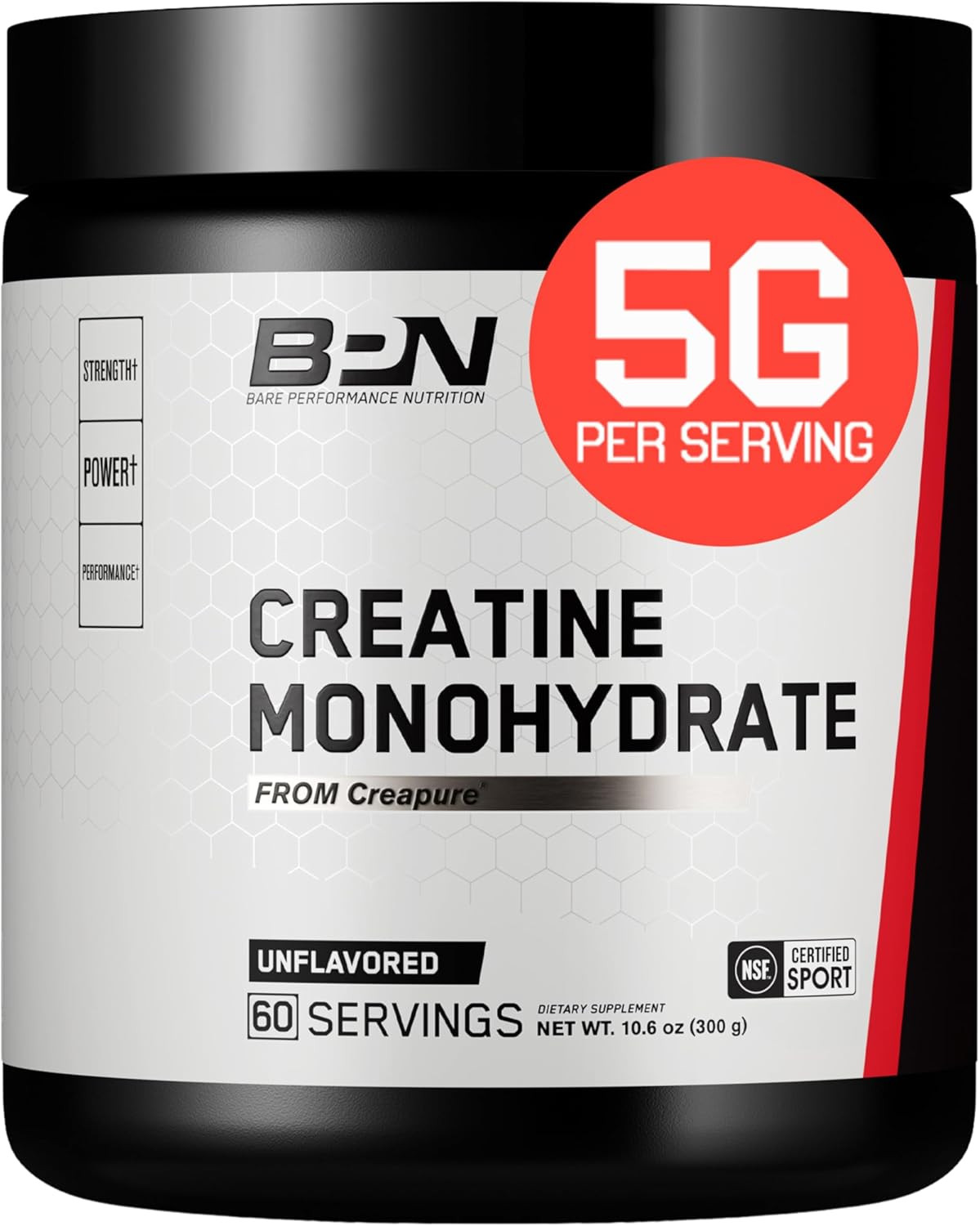 , BPN Pure Creatine Monohydrate Powder by Creapure, 5G of Creatine per Serving,