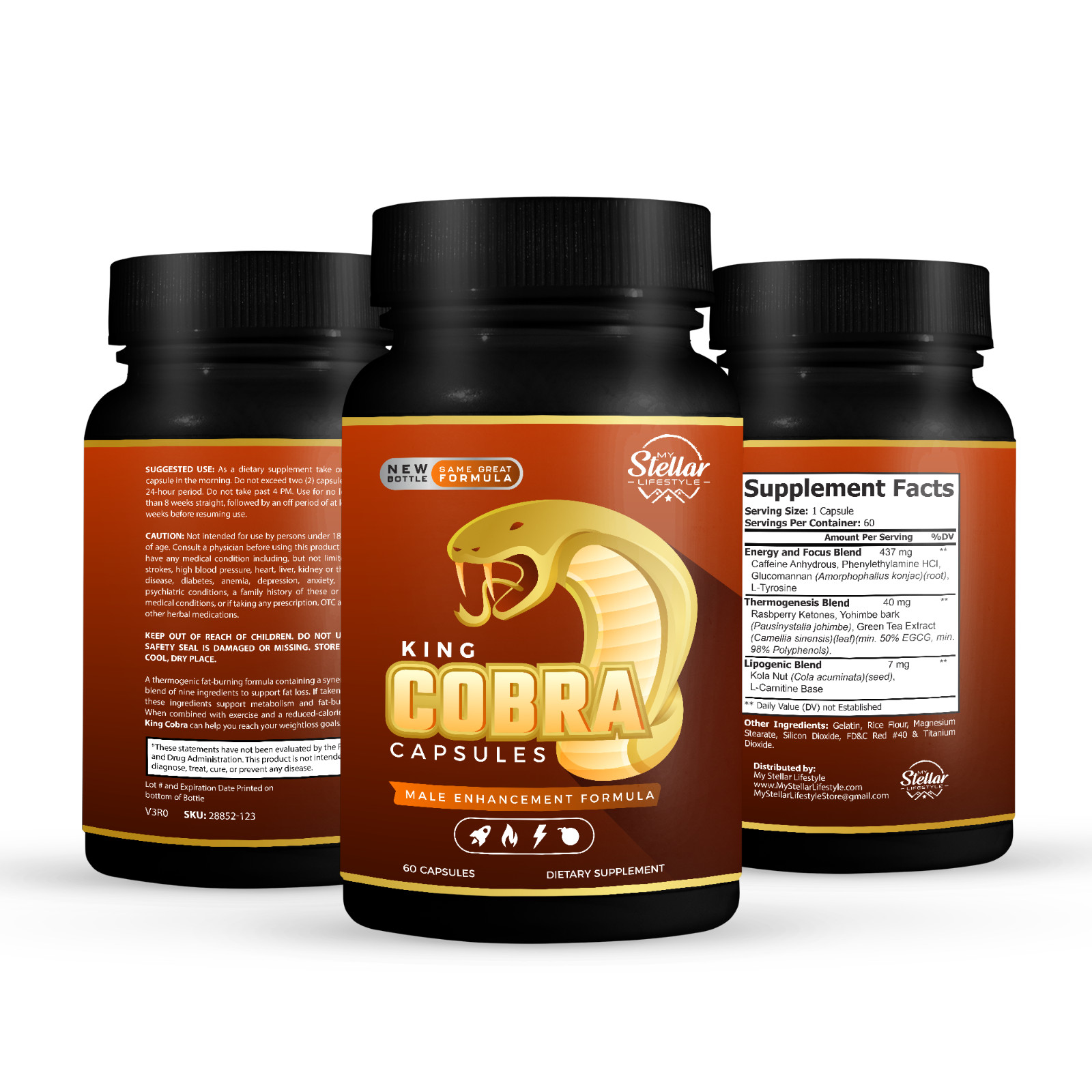 2 Pack King Cobra Capsules for Men-New Improved Formula-60 Capsules x2