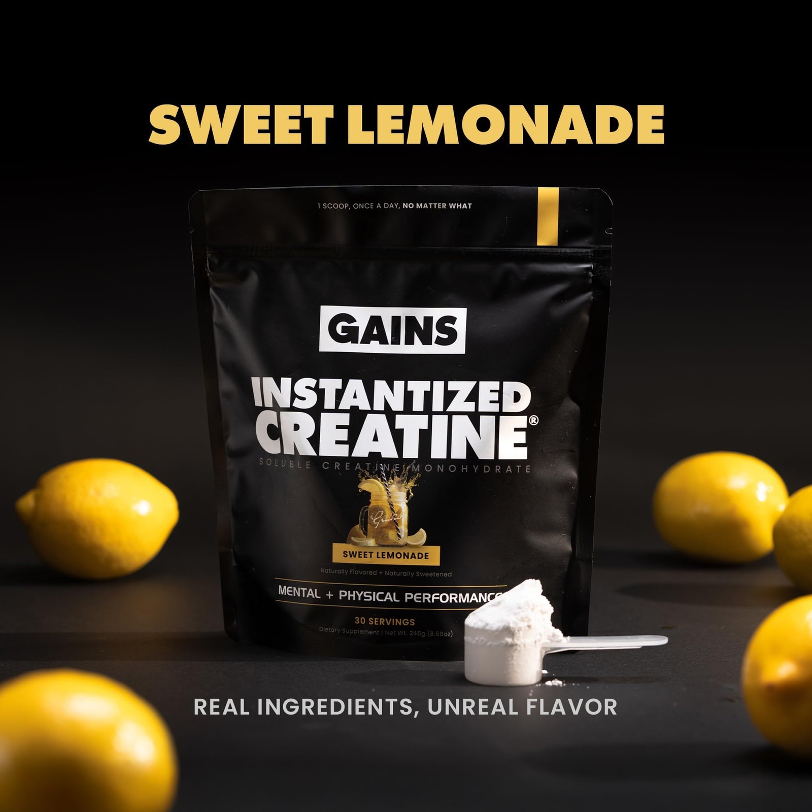 Gains in Bulk Instantized Creatine Monohydrate for Men & Women, Soluble Pre W…