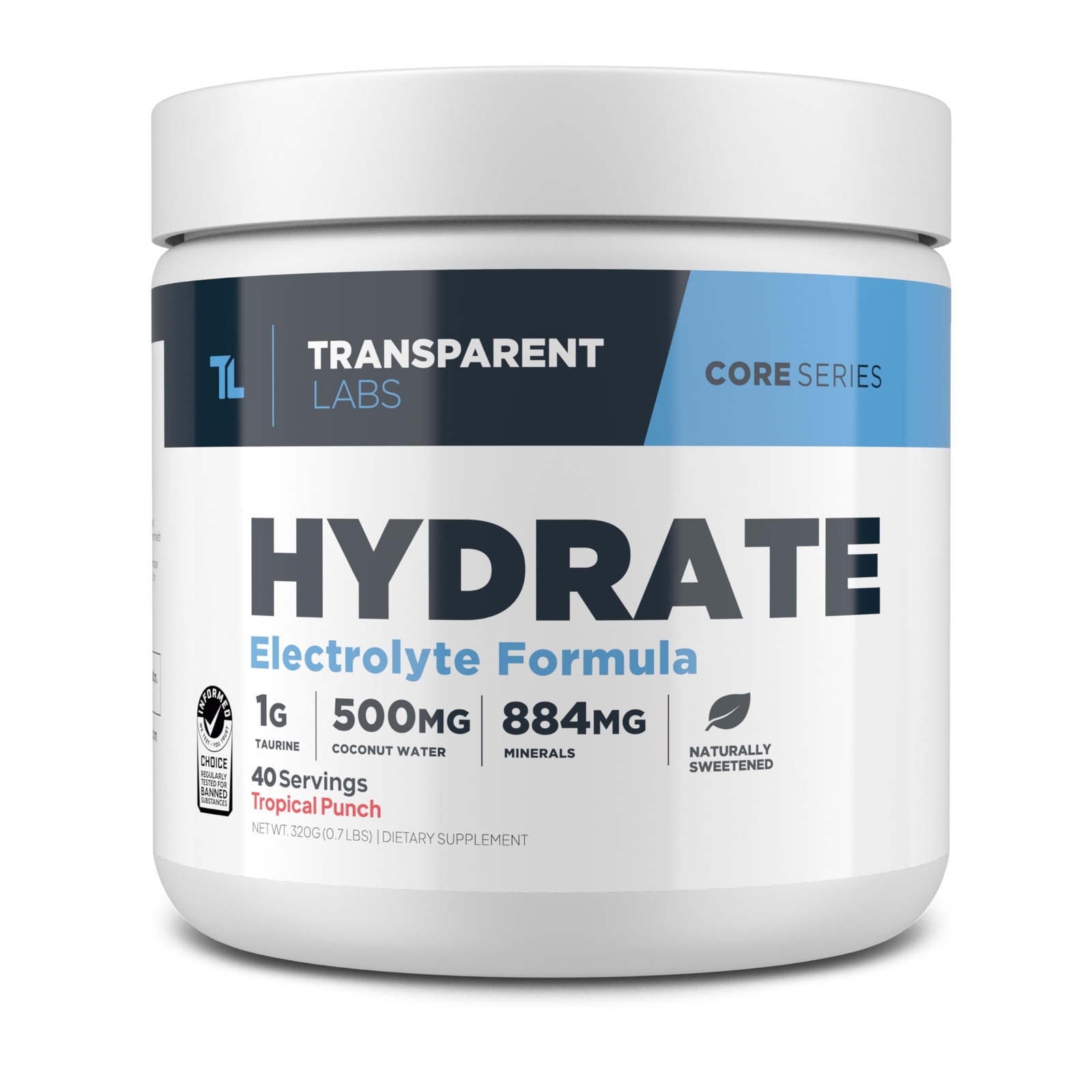 Transparent Labs Hydrate Peach Mango 40 Servings Electrolyte Supplement