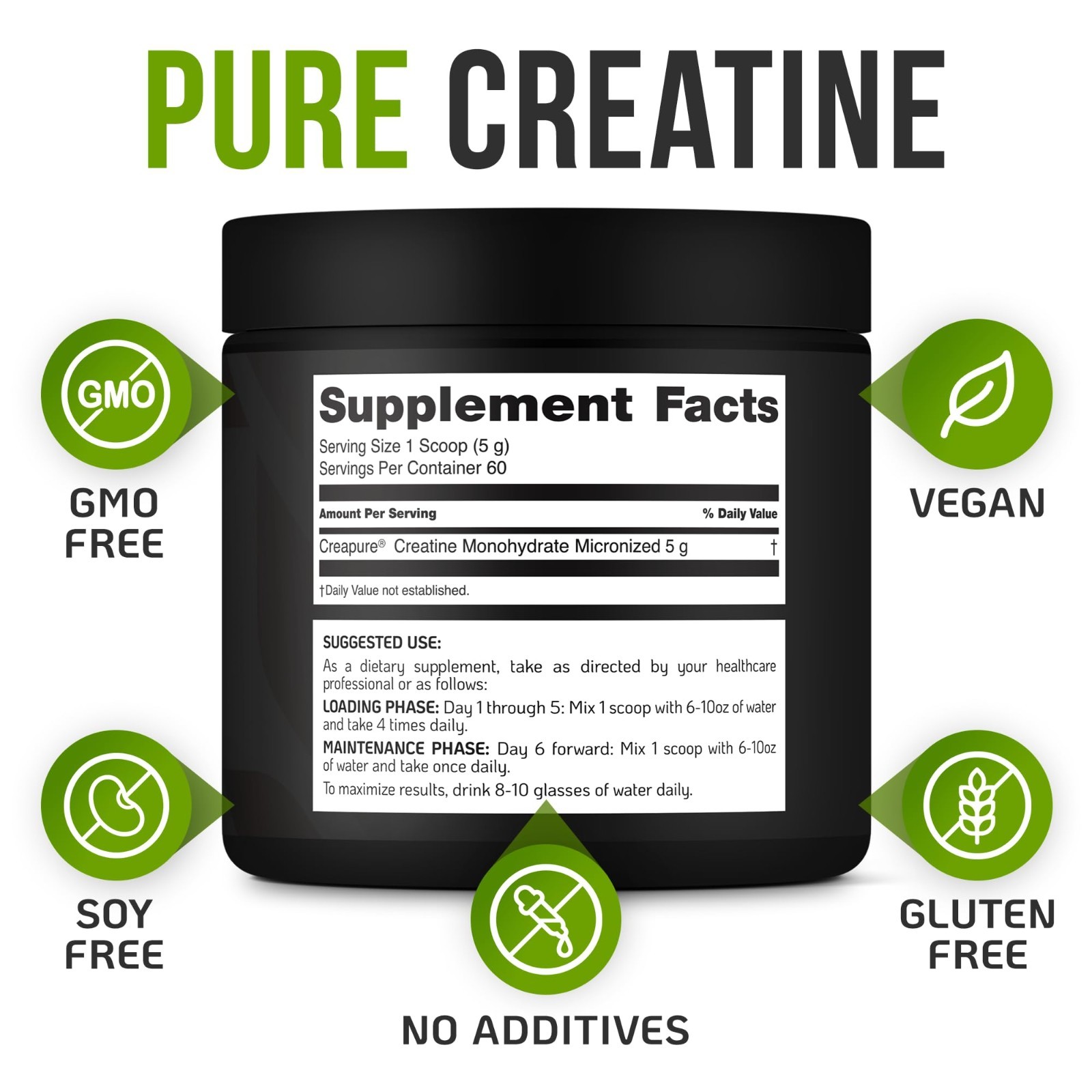 Ultra-Pure Creatine Monohydrate Powder 300g – Strength & Recovery, Vegan, Keto,