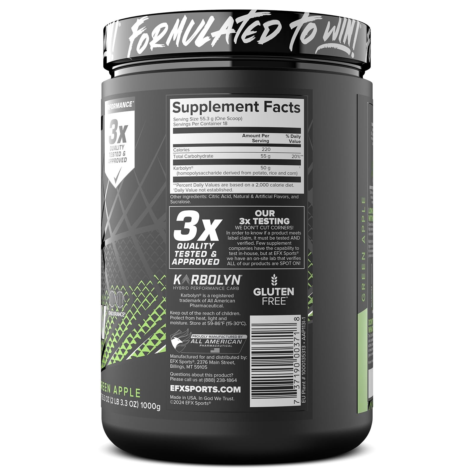 EFX Sports Karbolyn Fuel | FastAbsorbing Carbohydrate Powder | Carb Load, Sus…