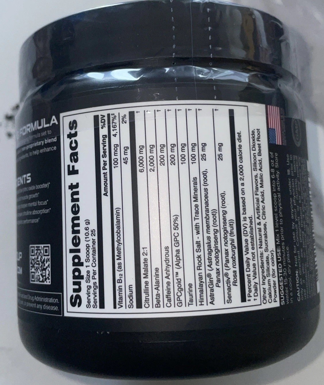 Bucked Up Pre-Workout Powder Supplement, 9.3 oz,25 Servings Miami Flavor 12/2027