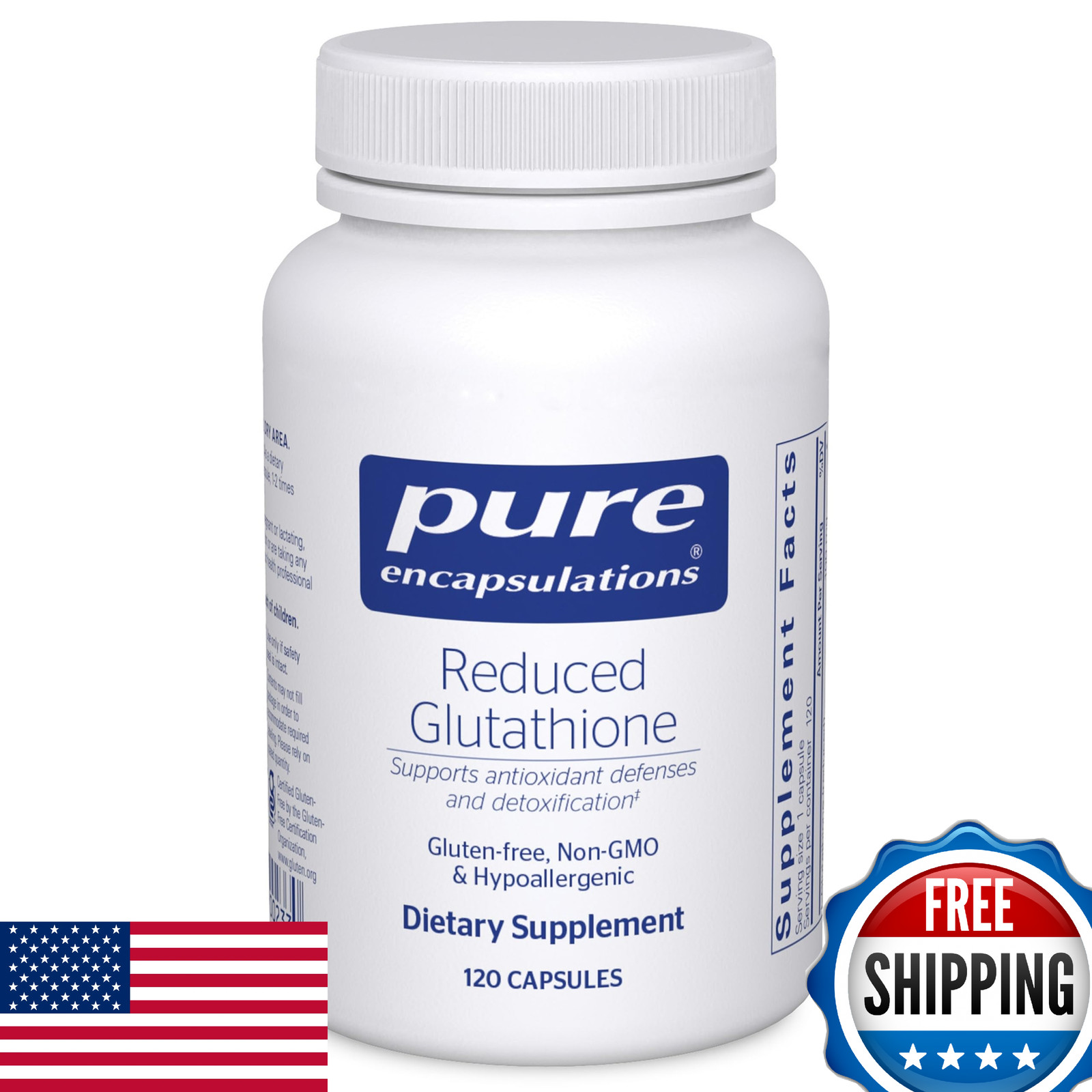 Pure Encapsulations Reduced Glutathione 120 Caps Antioxidant Liver Cell Support