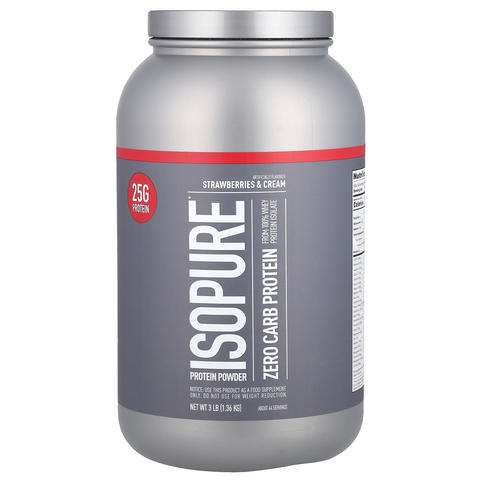 Zero Carb, Protein Powder, Strawberries & Cream, 3 lb (1.36 kg)