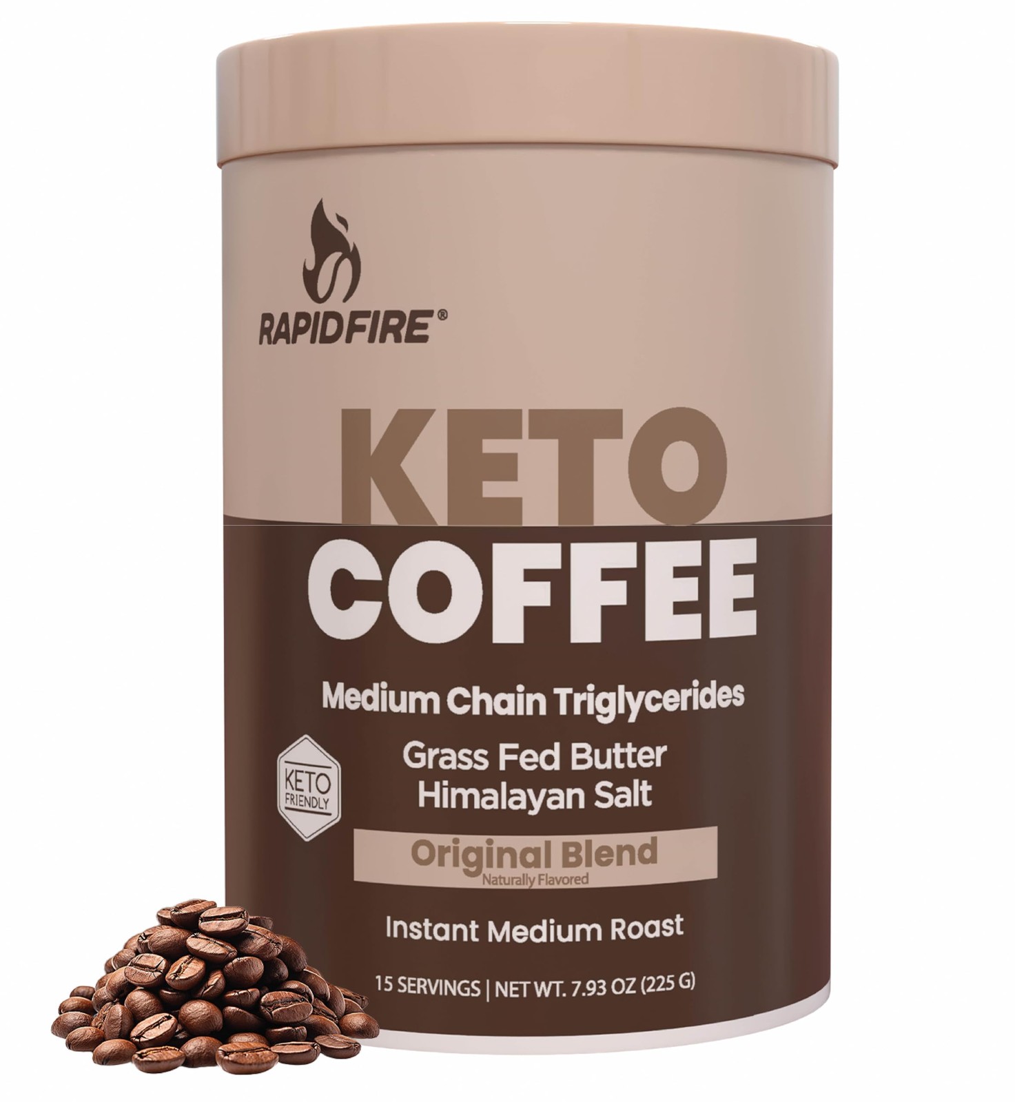 Rapid Fire Instant Coffee with MCT Oil & Grass-Fed 7.93 Ounce (Pack of 1)
