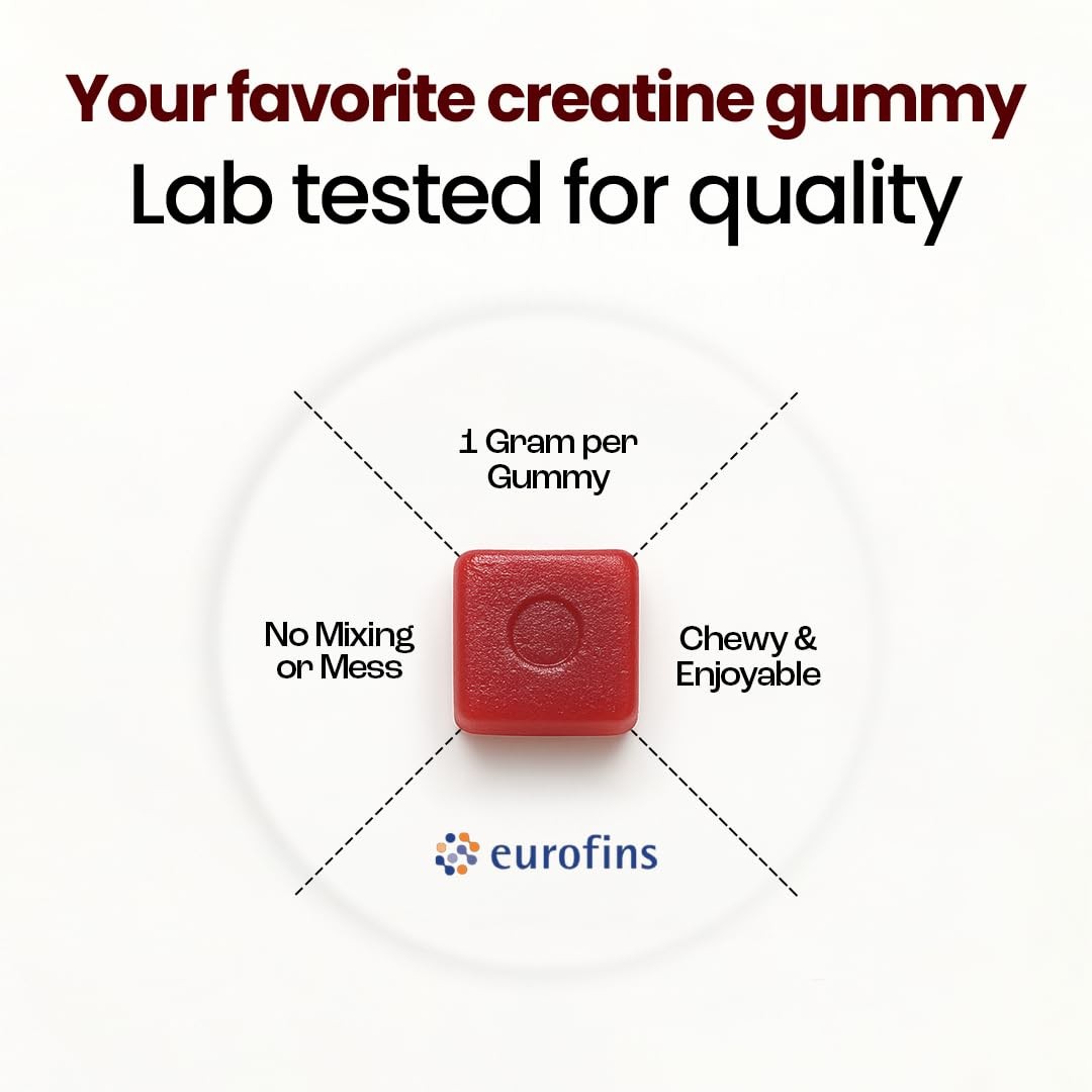 Creatine Monohydrate Gummies for Muscle Growth, Recovery & Brain Support – 90