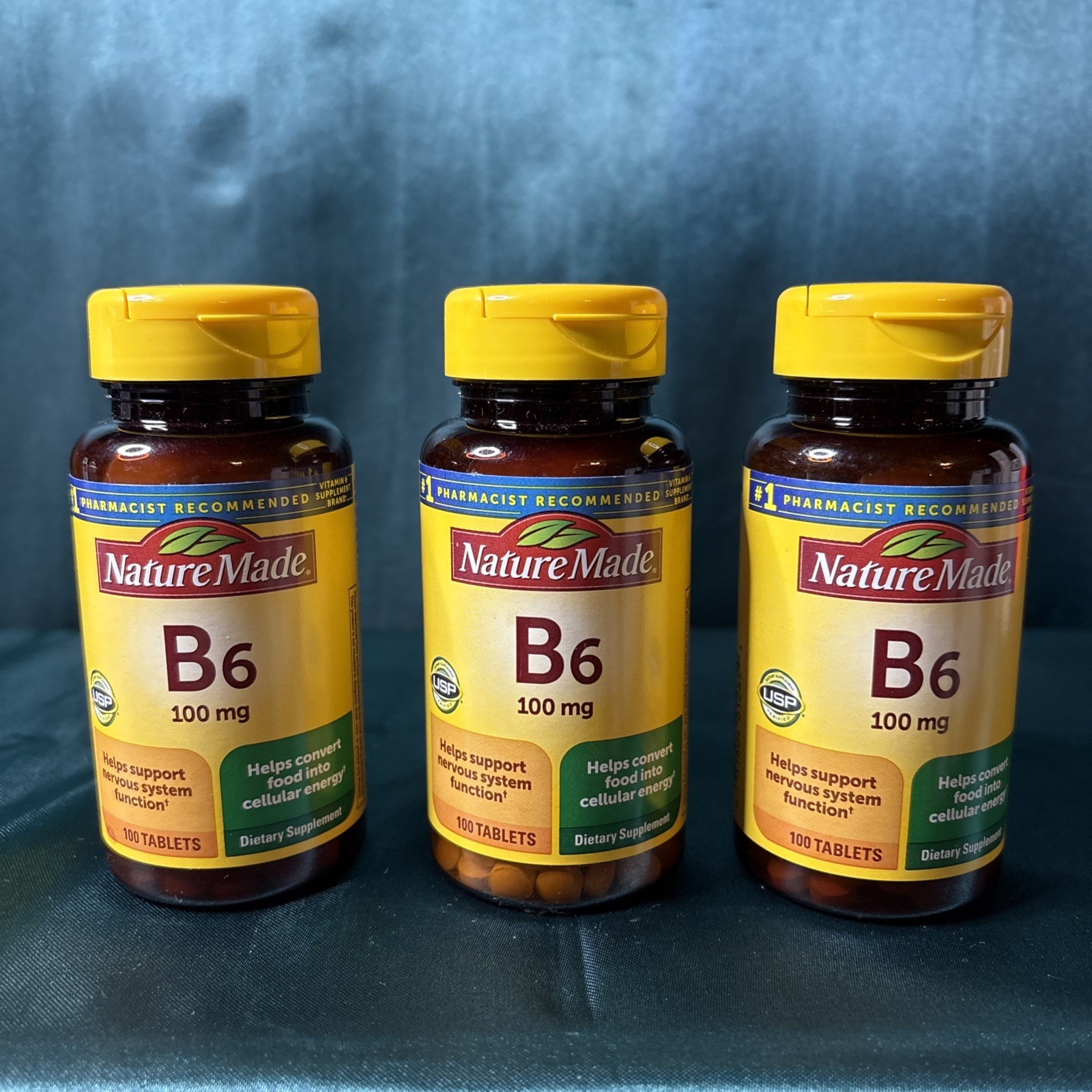 3 -Nature Made Vitamin B6 100mg Support Nervous System 100Ct Tablets Exp 02/2029