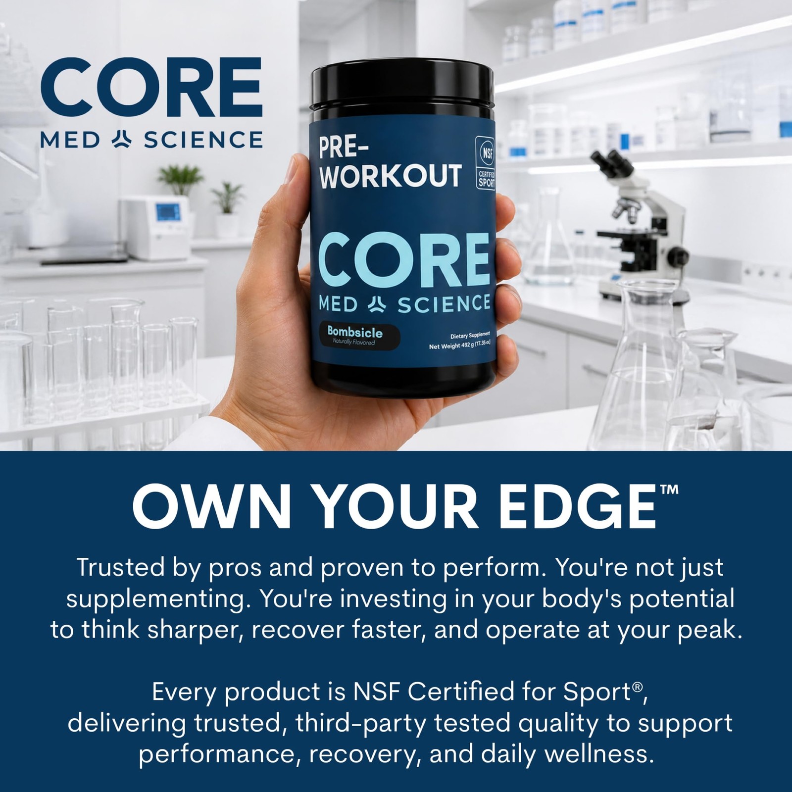 Core Med Science Creatine Monohydrate Powder 90 Servings – NSF Certified for …