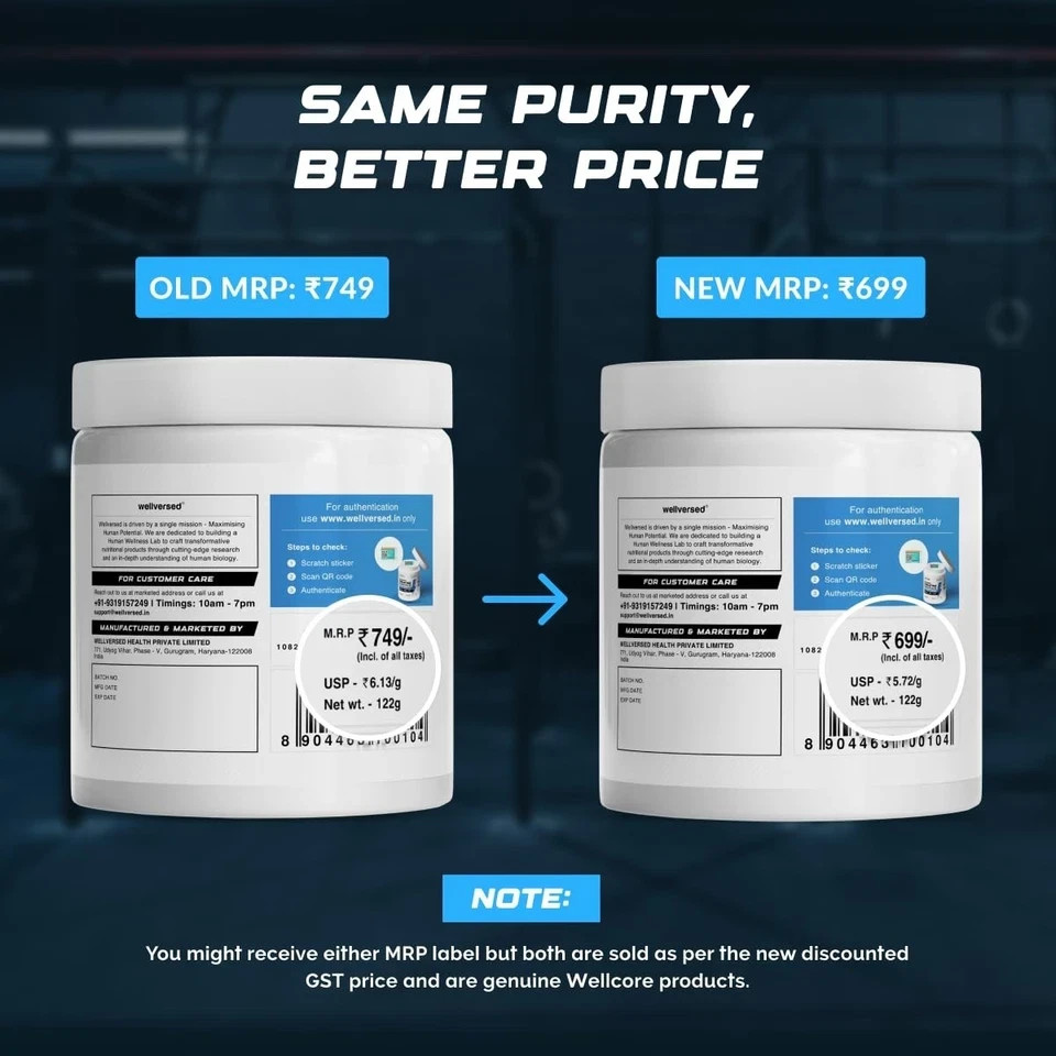 Wellcore Pure Micronised Creatine Monohydrate Powder Faster Recovery 122g