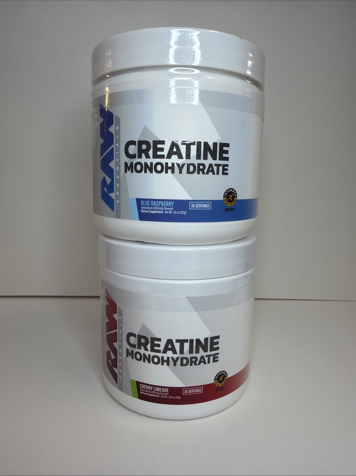 Raw Nutrition Creatine Monohydrate – Pack Of 2 New – Cherry Limeade & Blue Ras