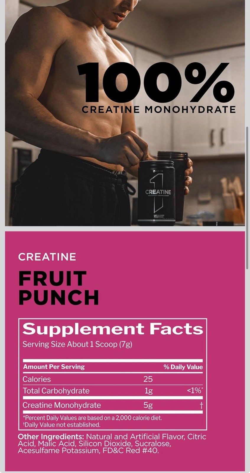 Rule One Creatine Monohydrate Micronized 60 servings Fruit Punch