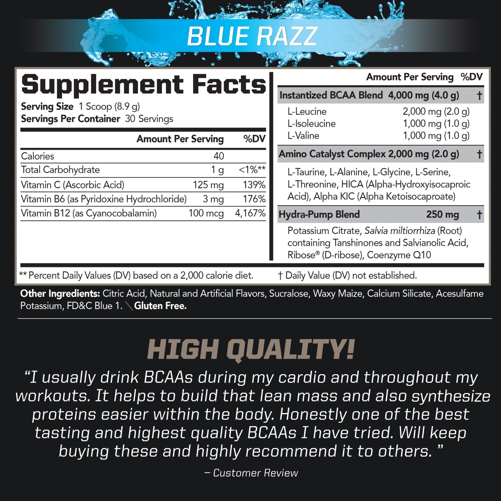 PMD BCAA Stim Free Amino Acids for Performance & Recovery – Blue Razz (30 Serve)