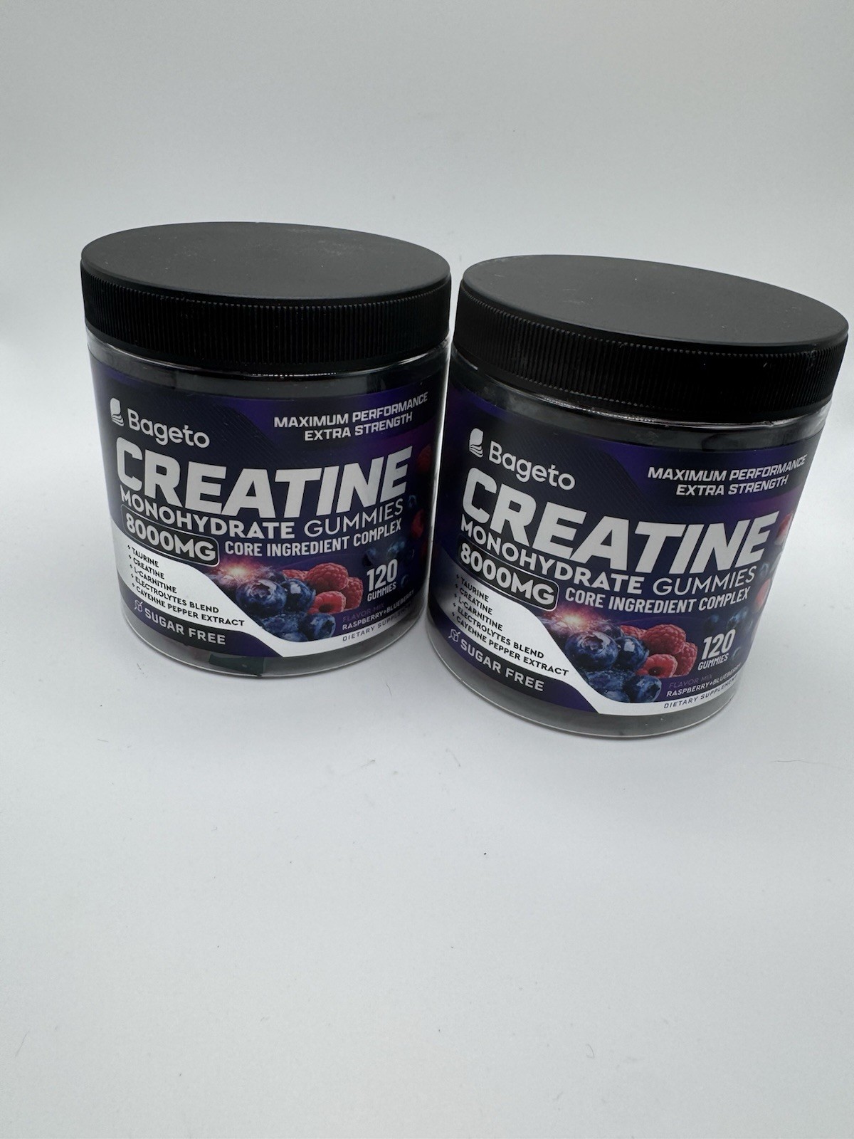 Bageto Creatine Monohydrate Gummies 8000mg 120ct, Raspberry Blueberry 2PACK