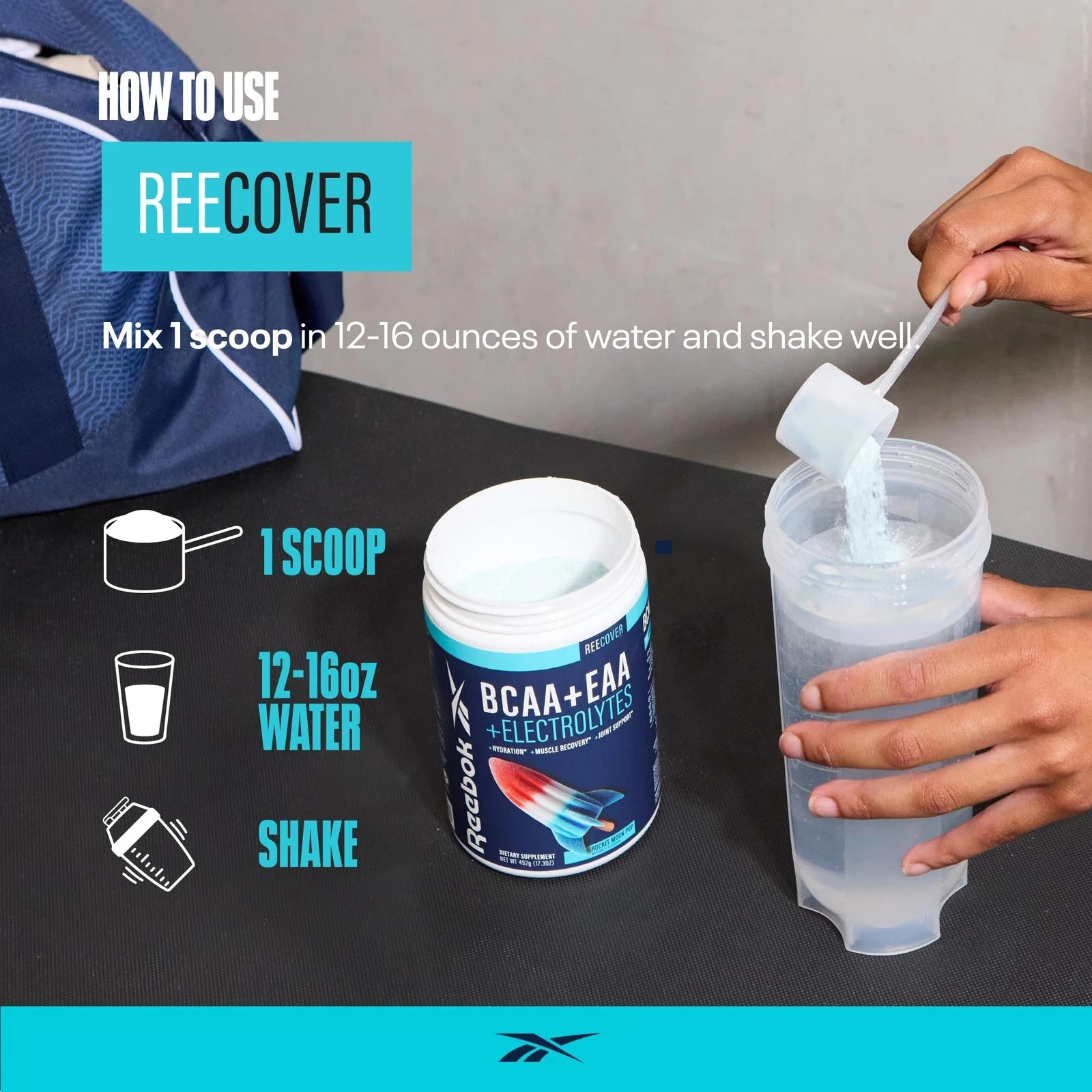 Reebok REECover Amino Acids + Electrolytes | 8g EAAs 5g BCAAs Hydration Matri…