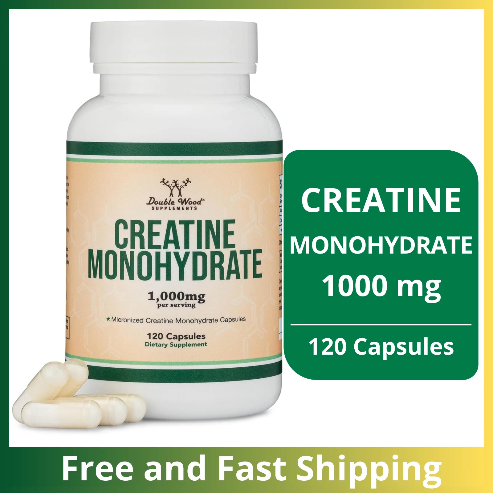 Creatine Pills 1,000Mg per Serving (120 Creatine Capsules) Free Shipping! NEW!..