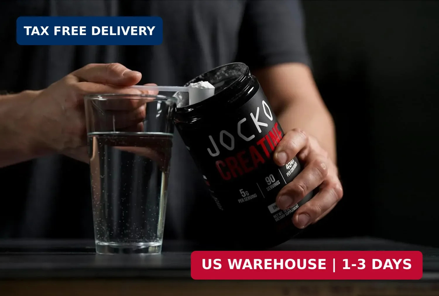 Jocko Fuel Creatine Monohydrate, Pure Micronized Powder for Men & Women, Support