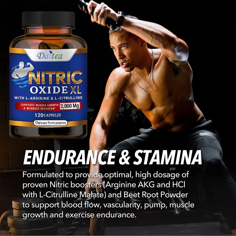 NEW Nitric Oxide Booster L-Arginine, L-Citrulline 3000mg 120 Caps FREE SHIPPING
