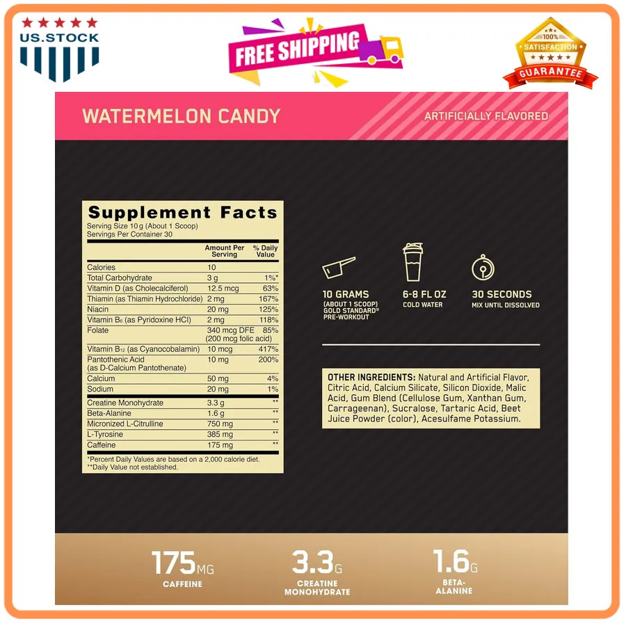 Optimum Nutrition Gold Standard Pre-Workout Watermelon Candy 30 Servings