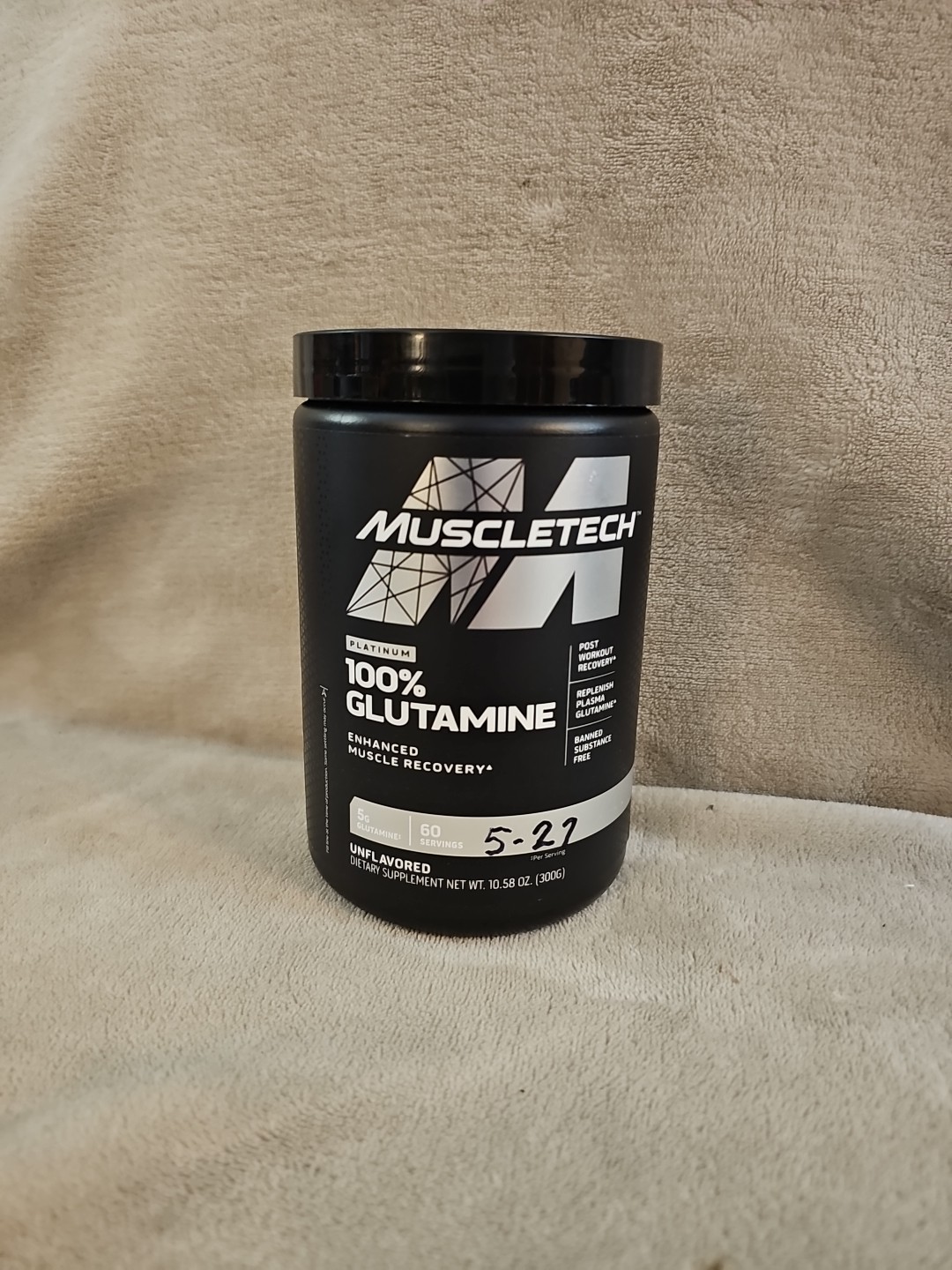 2 MUSCLETECH Platinum 100% Glutamine, Unflavored, 10.58 oz (300g) *EXP: 07/27*