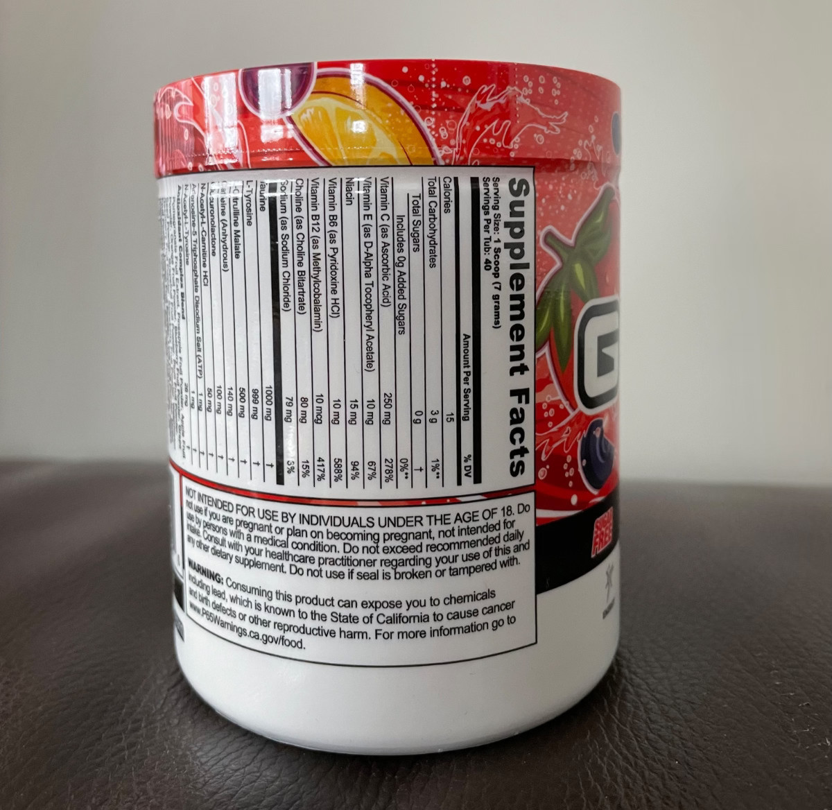 G Fuel Energy Formula, Fruit Punch, Sugar Free 9.9 oz/280g, EXP: 06/2028