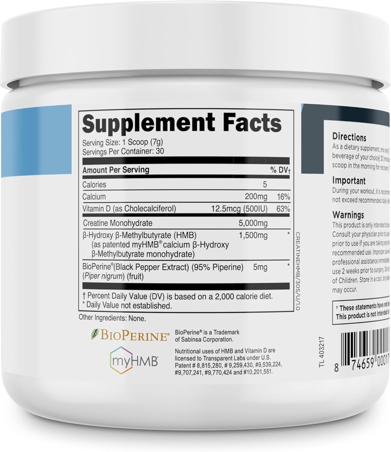 Creatine HMB Powder – Unflavored Muscle Growth Supplement for Peak Performance