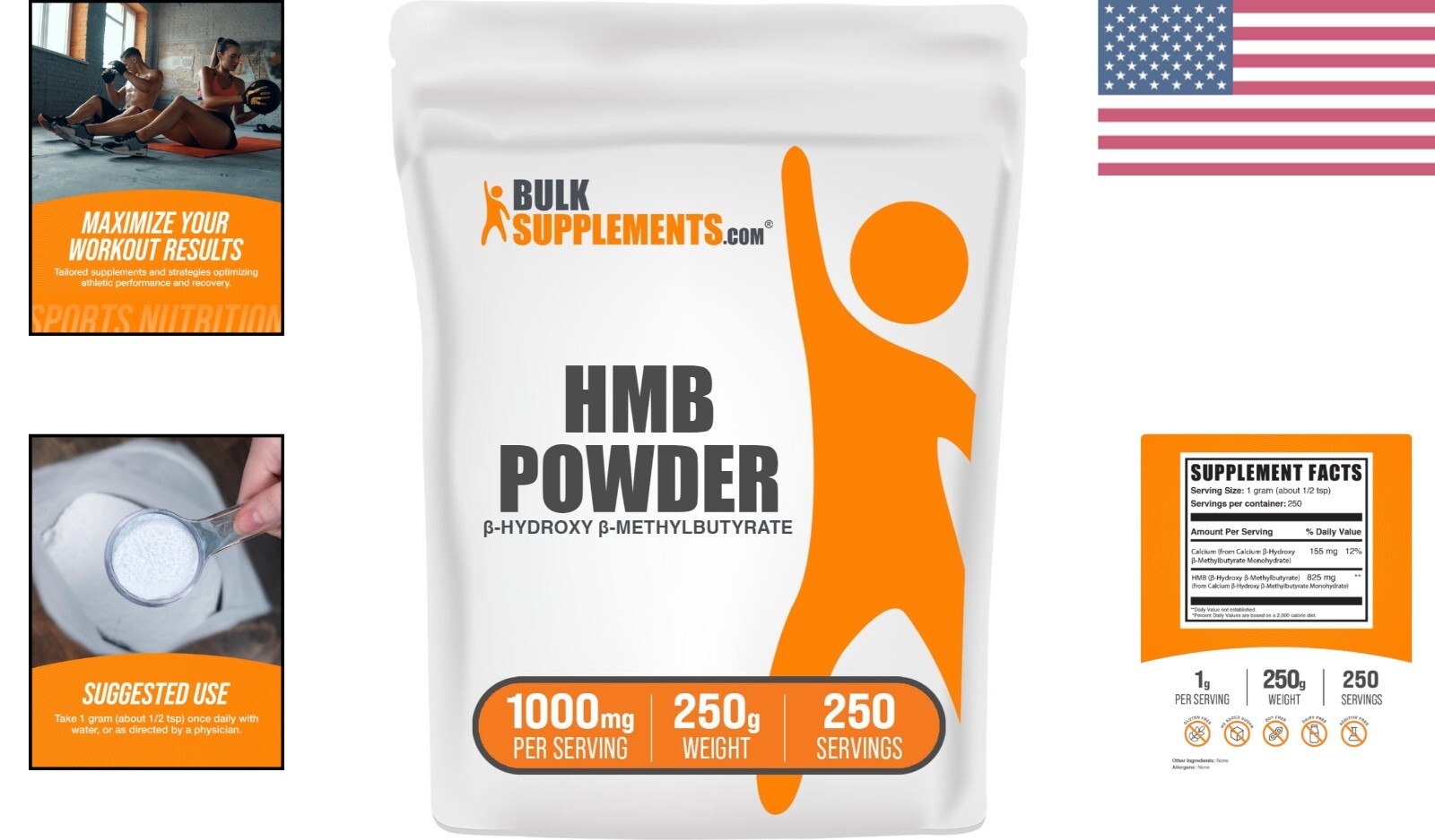 Calcium HMB Powder 1000mg, 8.8oz – Enhance Muscle Recovery with Unflavored Blend