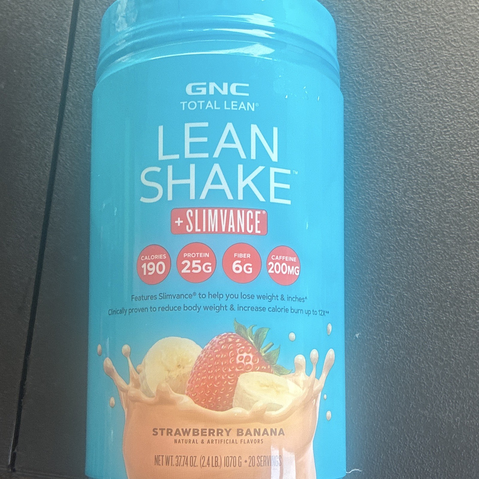 GNC Total Lean Lean Shake + Slimvance Strawberry Banana Powder 2.4 lb ex 08/26