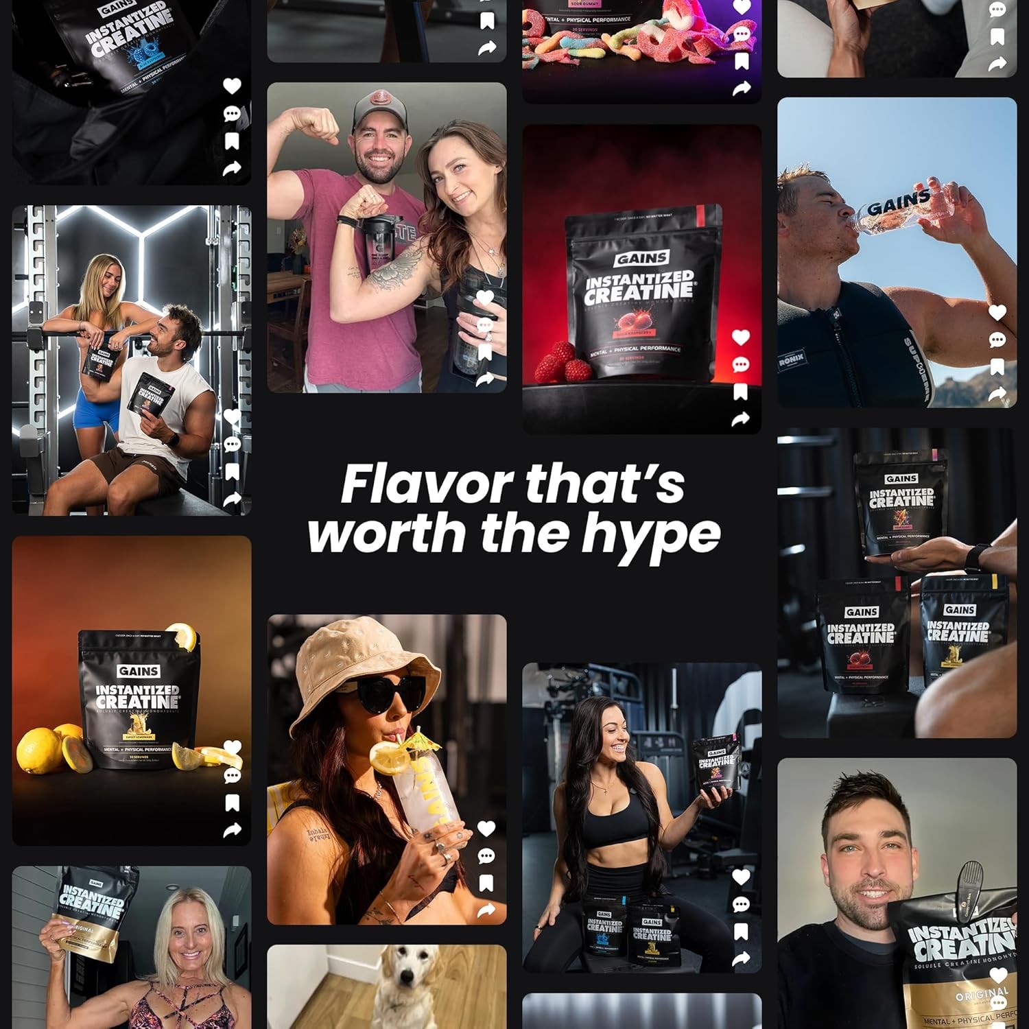 Gains in Bulk Instantized Creatine Monohydrate for Men & Women, Soluble Creatine
