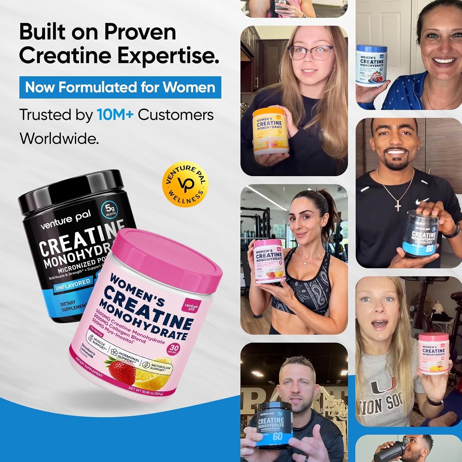 100% Pure Micronized Creatine Monohydrate Powder, Unflavored Creatine for Wom…