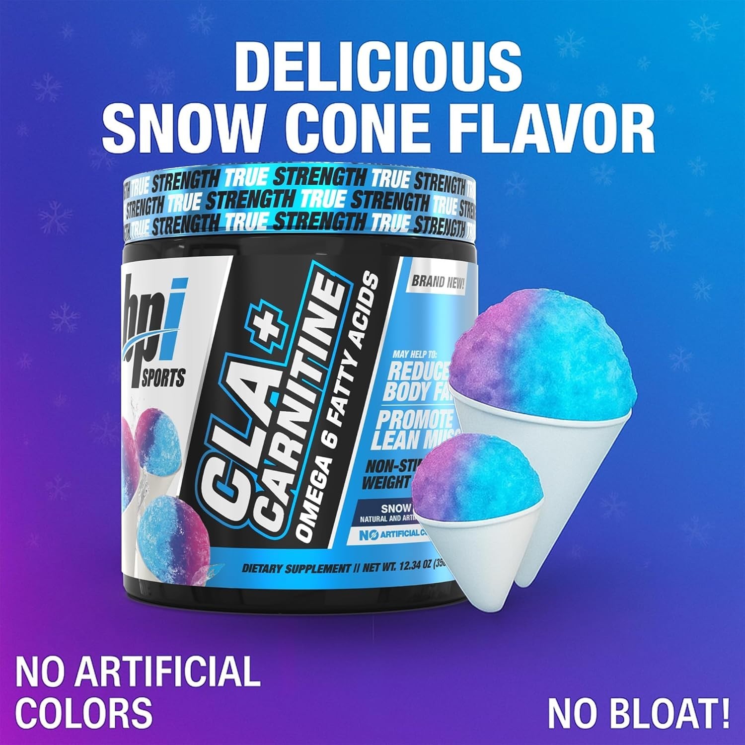 BPI Sports CLA + Carnitine Powder, Snow Cone, 50 Servings, Weight Loss & Lean