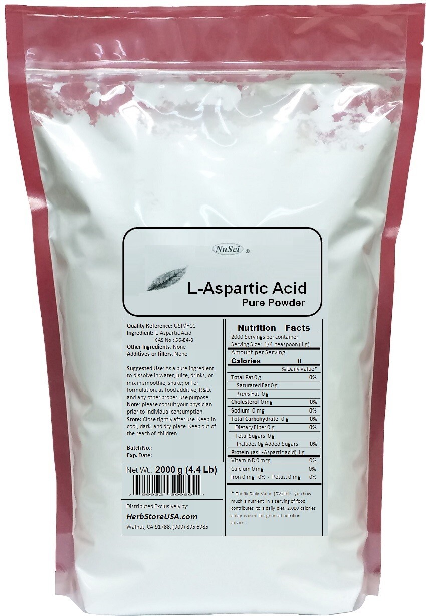 NuSci 250g (8.8oz) L-Aspartic Acid pure Powder Energy Neurotransmitter