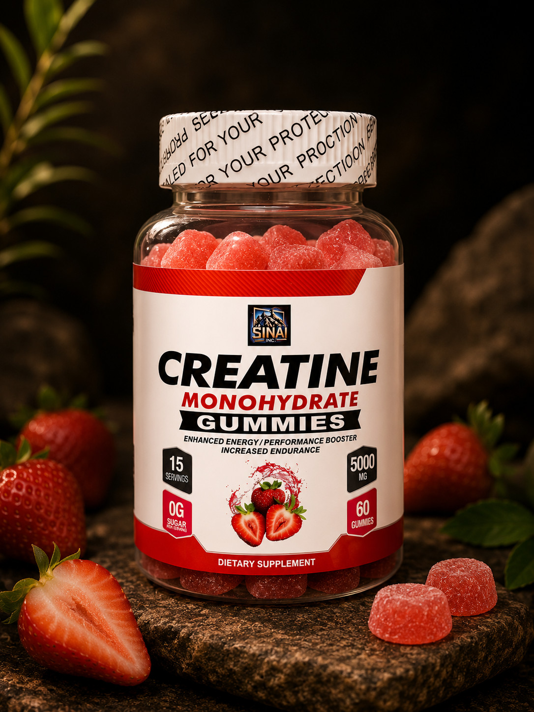 Creatine Monohydrate Gummies – Muscle, Stamina, & Recovery – Sugar-Free – 120ct