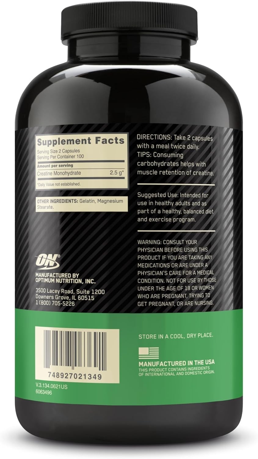 Pure Micronized Creatine Monohydrate Capsules, 2500mg – Keto Friendly, 200 Count