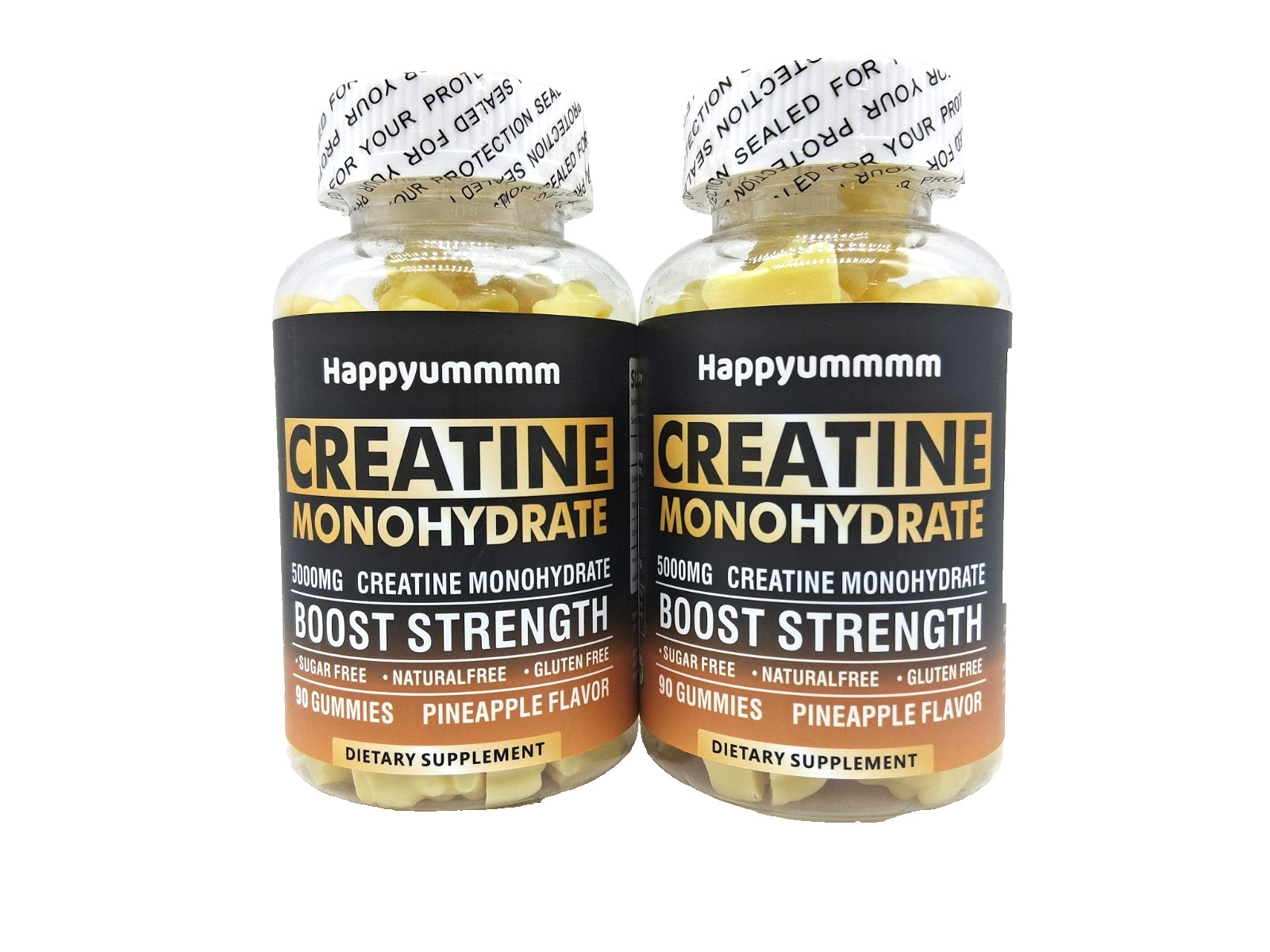2 x Happyummmm Creatine Monohydrate Boost Strength 5000MG, Pineapple, Exp. 10/26