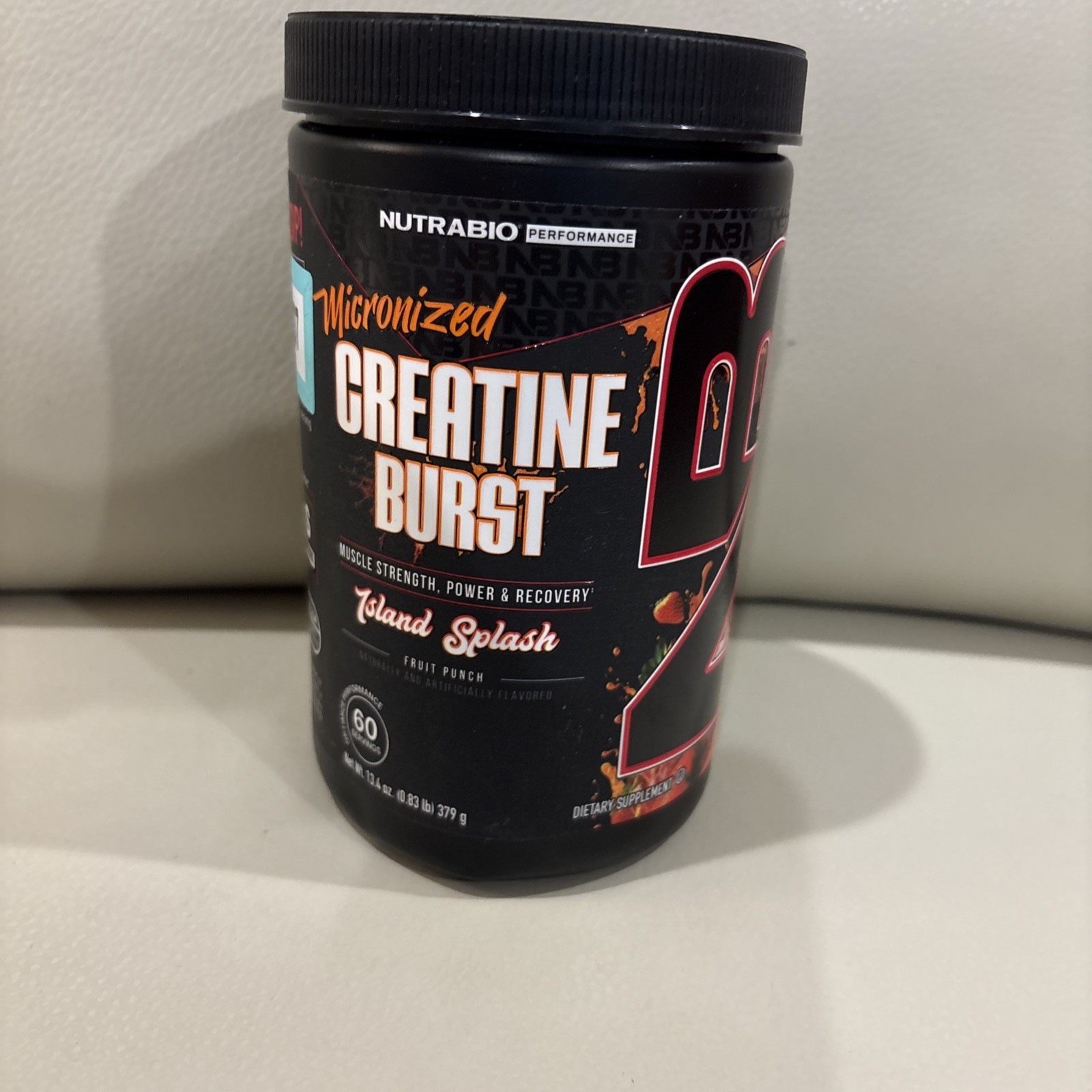 Nutrabio ~ Micronized Creatine Burst ~ Island Splash 13.4oz 60ser Exp 01/28