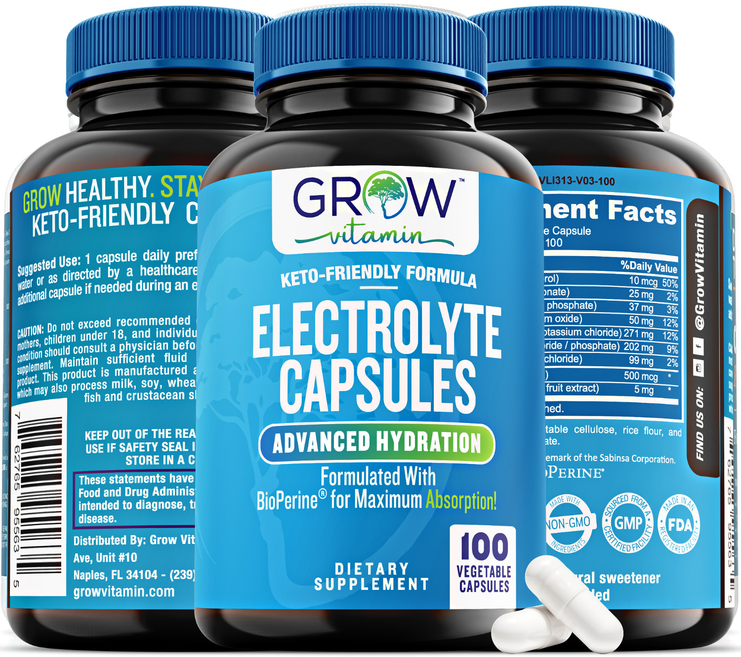 Electrolyte Capsules – for Supporting Energy, Endurance, and Hydration – 100