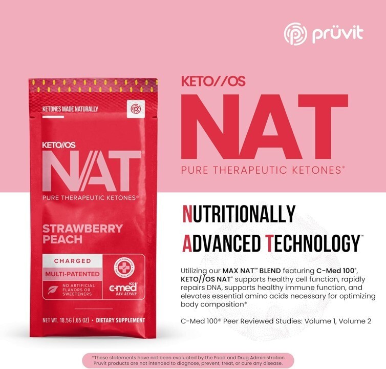 PRUVIT ketone drink Keto Nat STRAWBERRY PEACH Charged FREE SHIPPING EXP 11/27