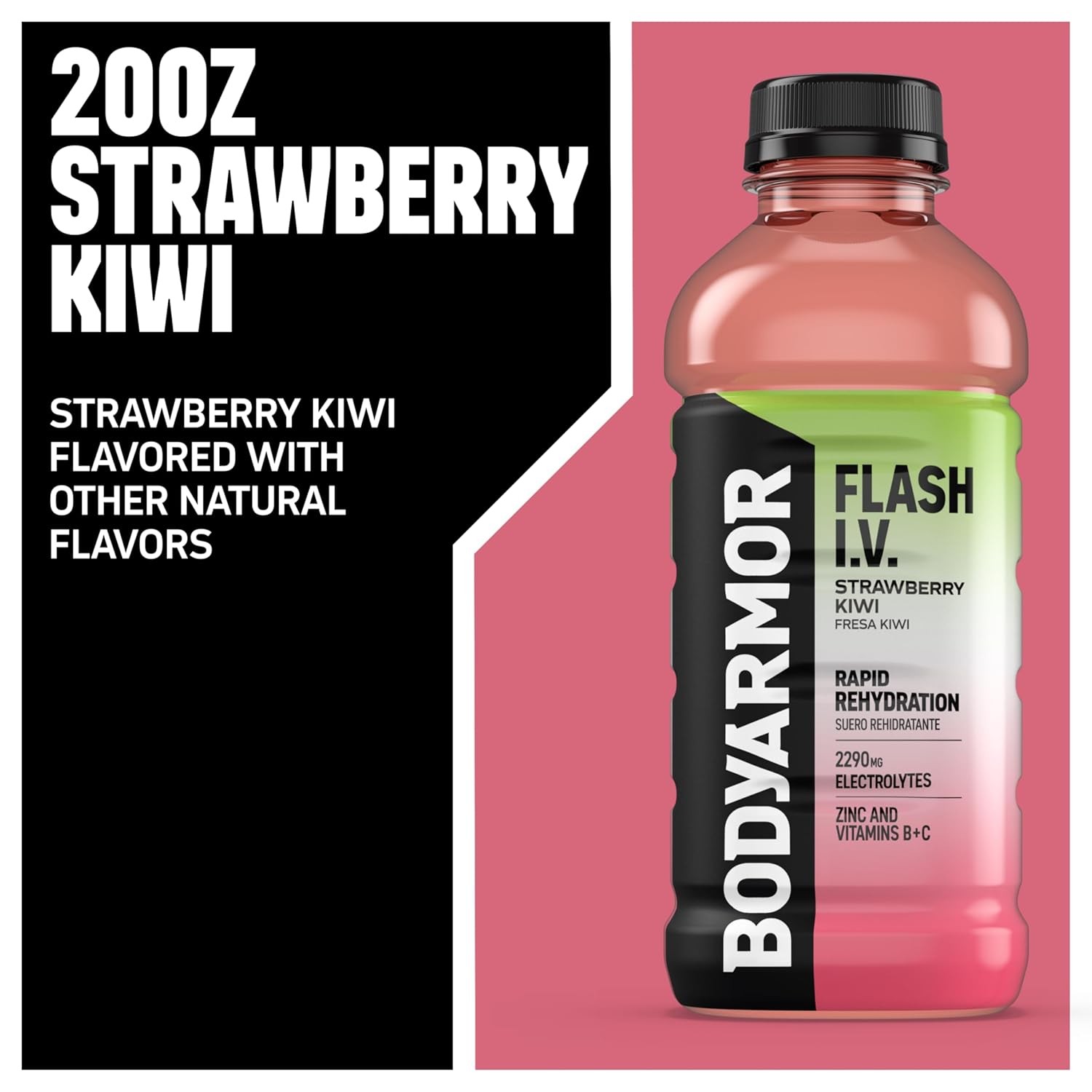 BODYARMOR Flash I.V. Electrolyte Beverage, Strawberry Kiwi, Hydration Drink…