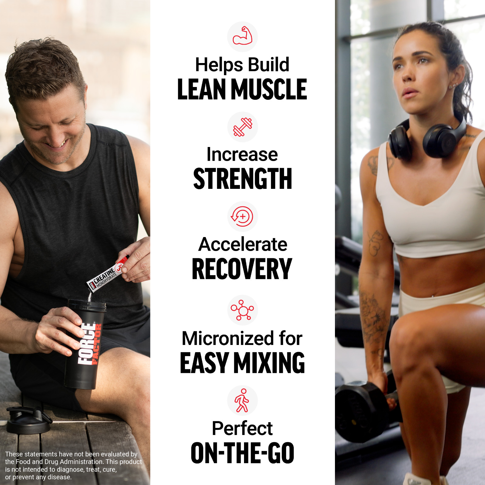 Force Factor Creatine Monohydrate 5g Micronized Powder Strength Recovery 30ct