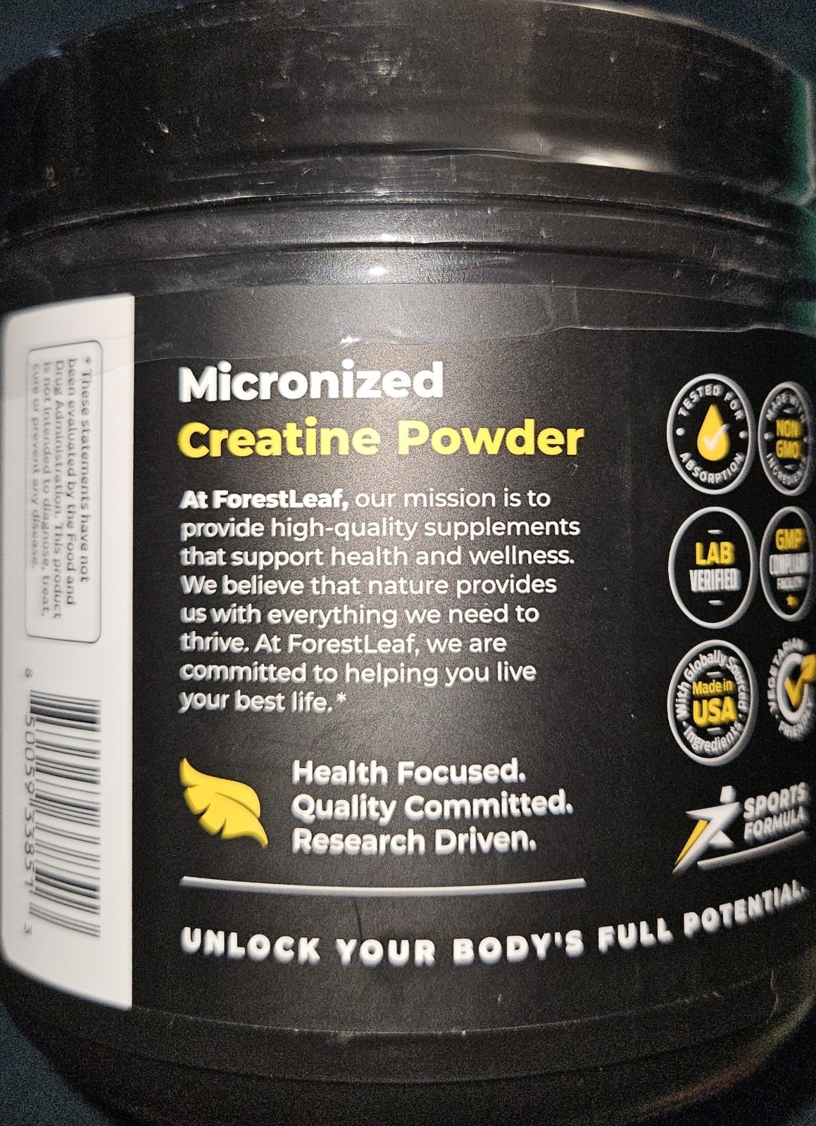 ForestLeaf Micronized Creatine Monohydrate Powder Muscle Growth Strength 100s