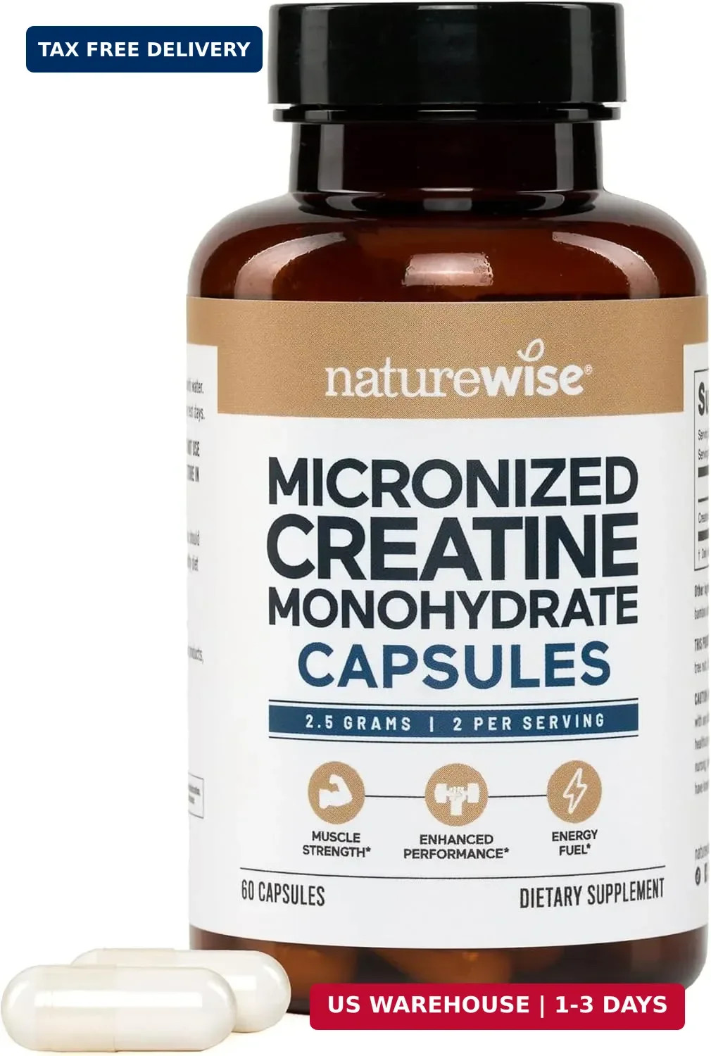 Micronized Creatine Monohydrate Pills, 2500mg Per Serving – Creatine
