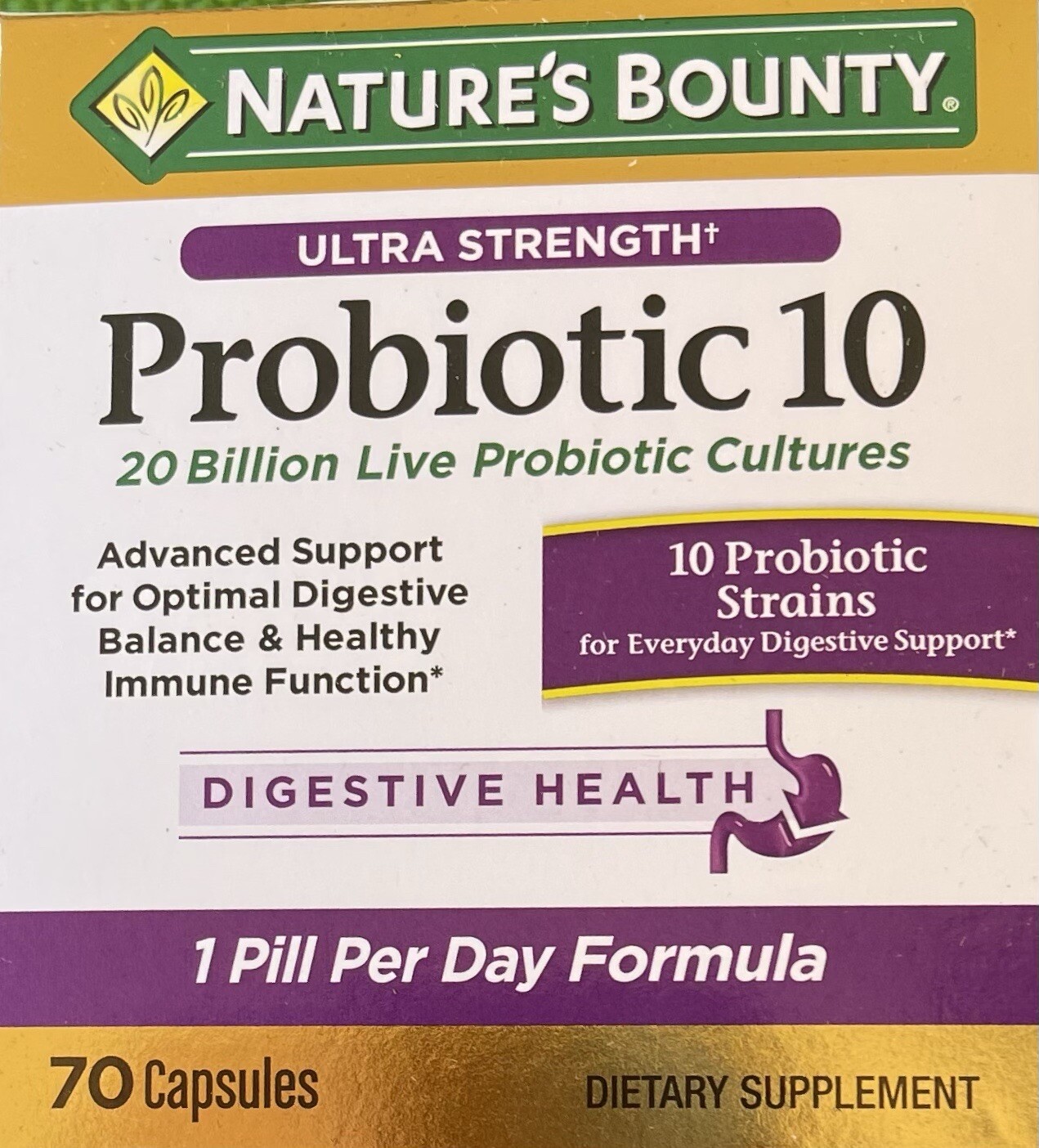Natures Bounty Ultra Strength Probiotic 10. 70 Capsules. EXP: 10/25