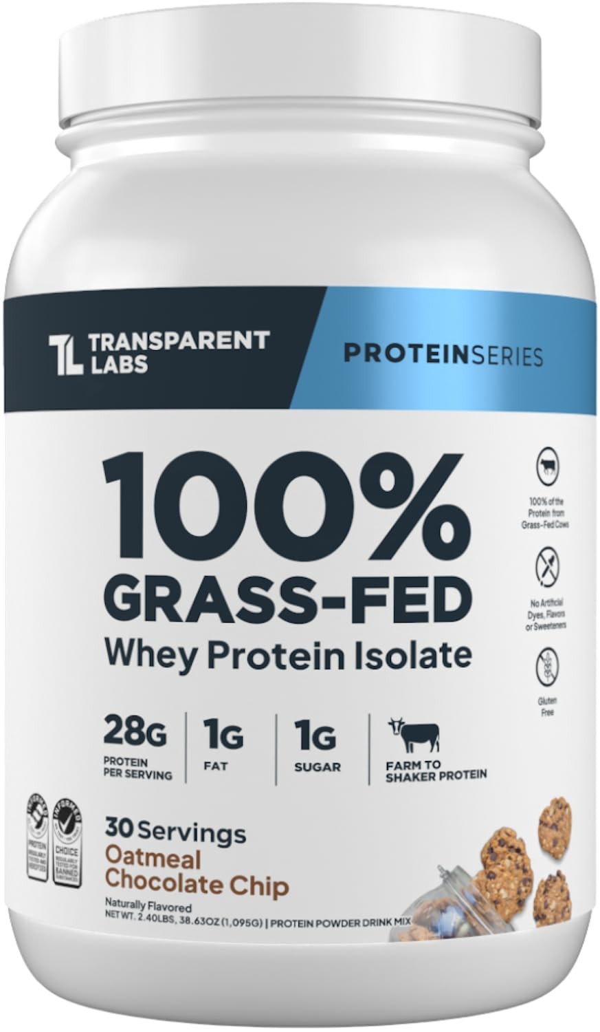 Transparent Labs GrassFed Whey Protein Isolate Naturally Flavored, Gluten Fr…