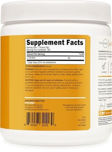 L-Citrulline Powder 3000mg Unflavored 100 Servings Pre Workout Supplement
