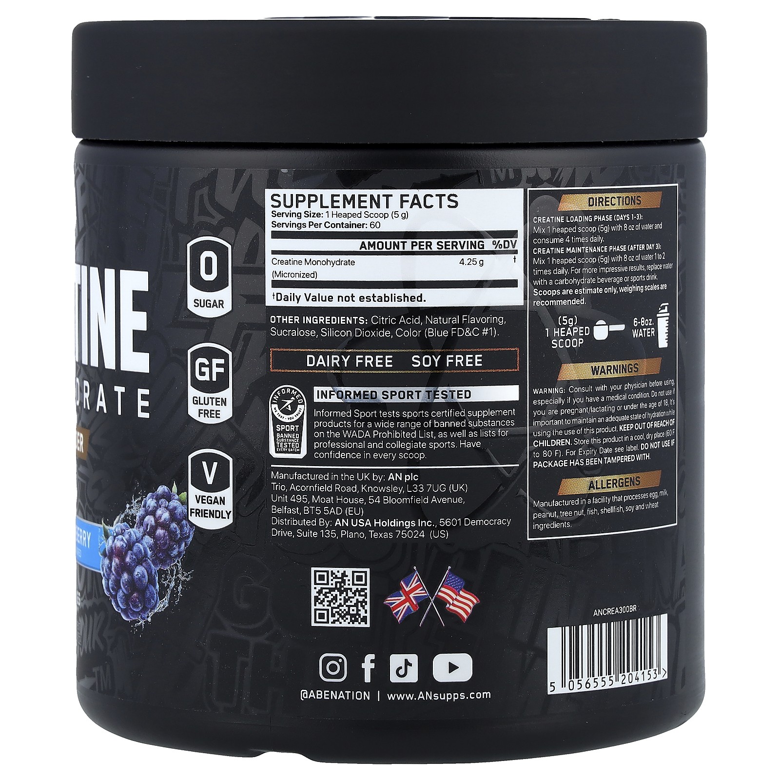 Creatine Monohydrate, Blue Razz, 10.58 oz (300 g)