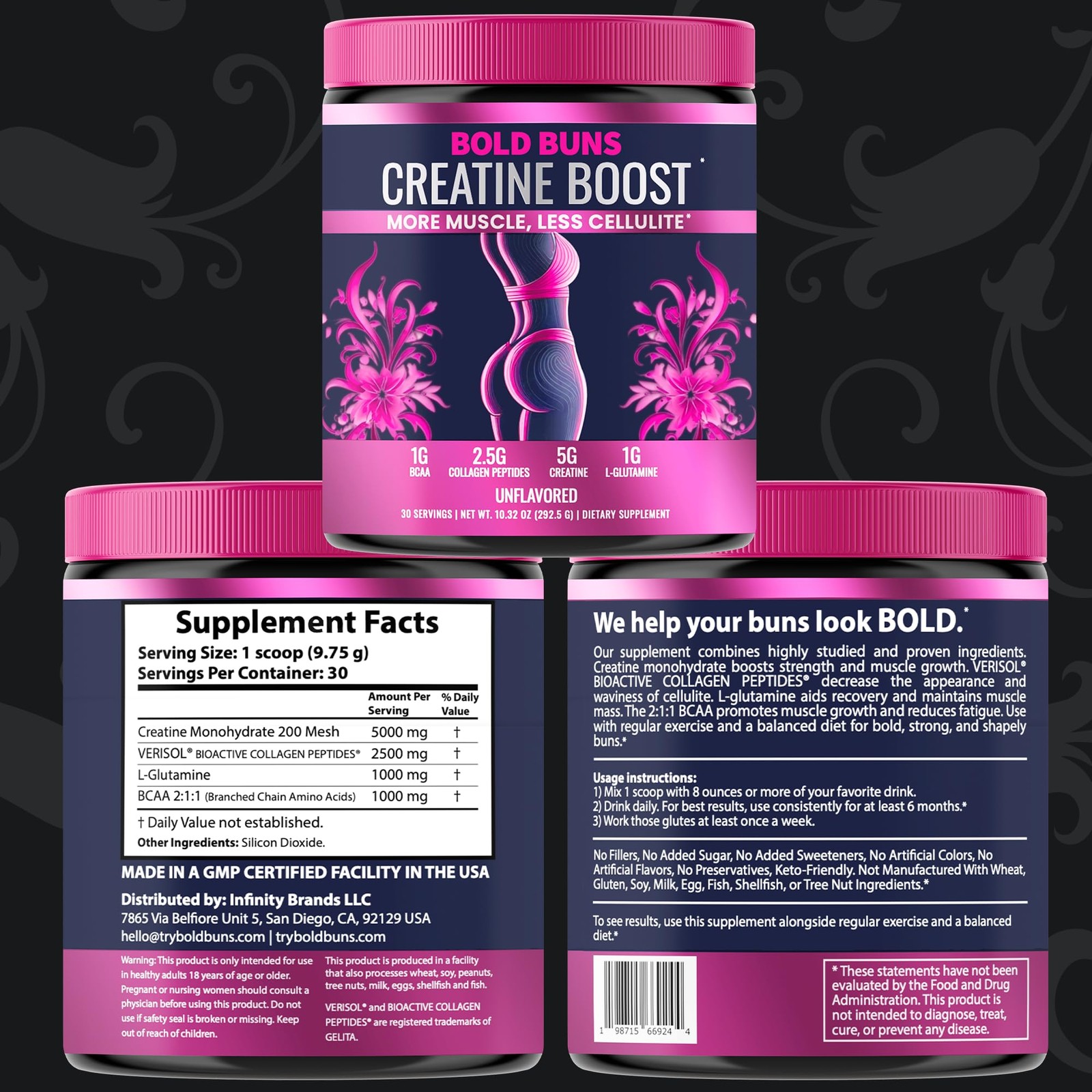 Bold Buns Creatine for Women – Booty Builder Supplement with Collagen BCAA –…