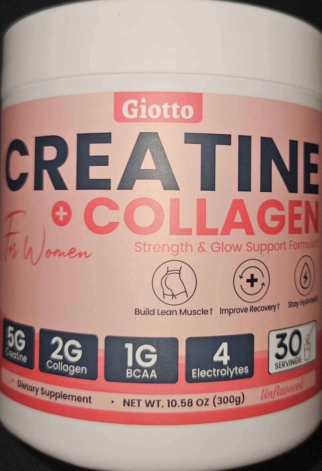 Giotto Creatine for Women Micronized Monohydrate Powder Collagen BCAAs 30 Serve